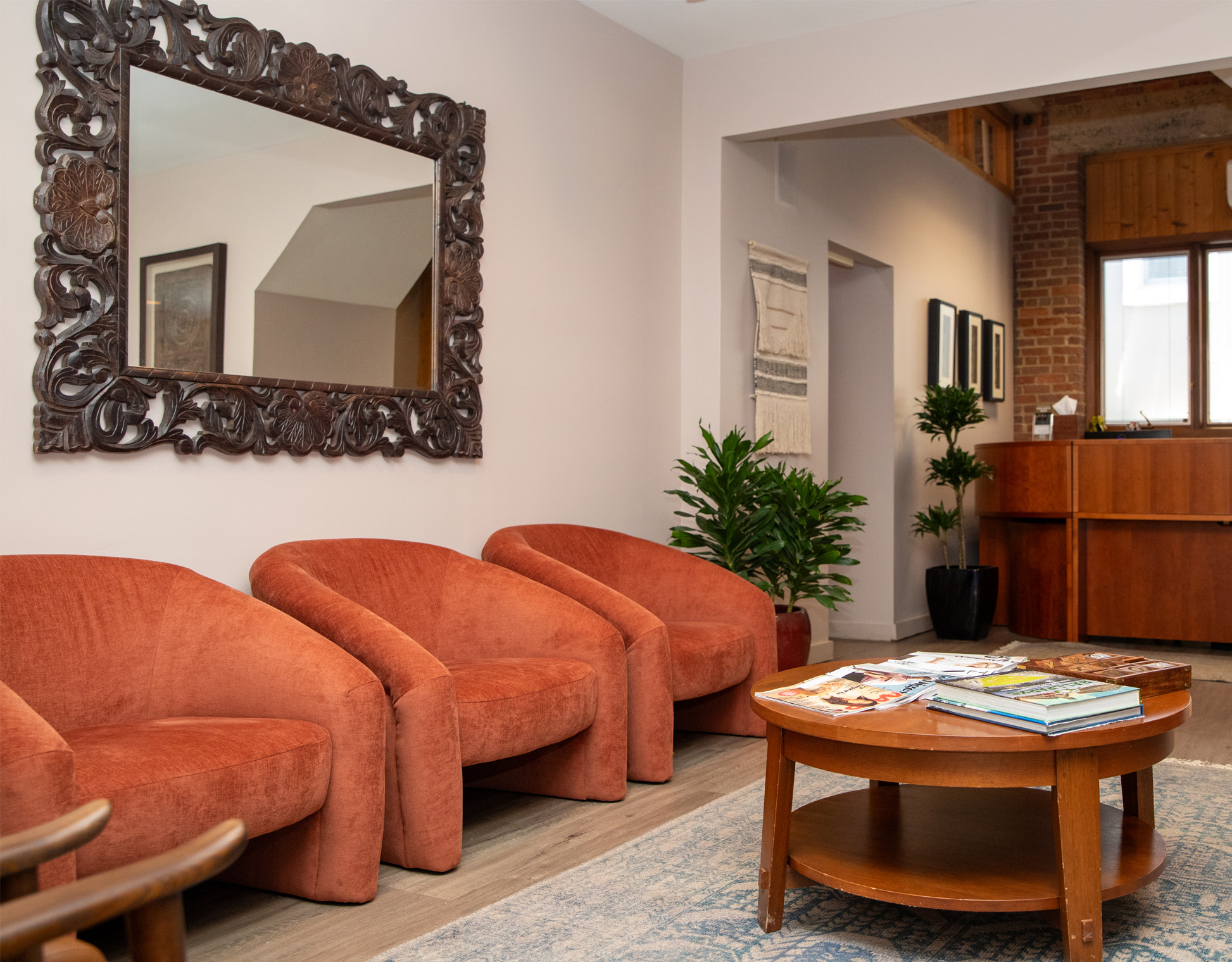 Modern waiting room with seating